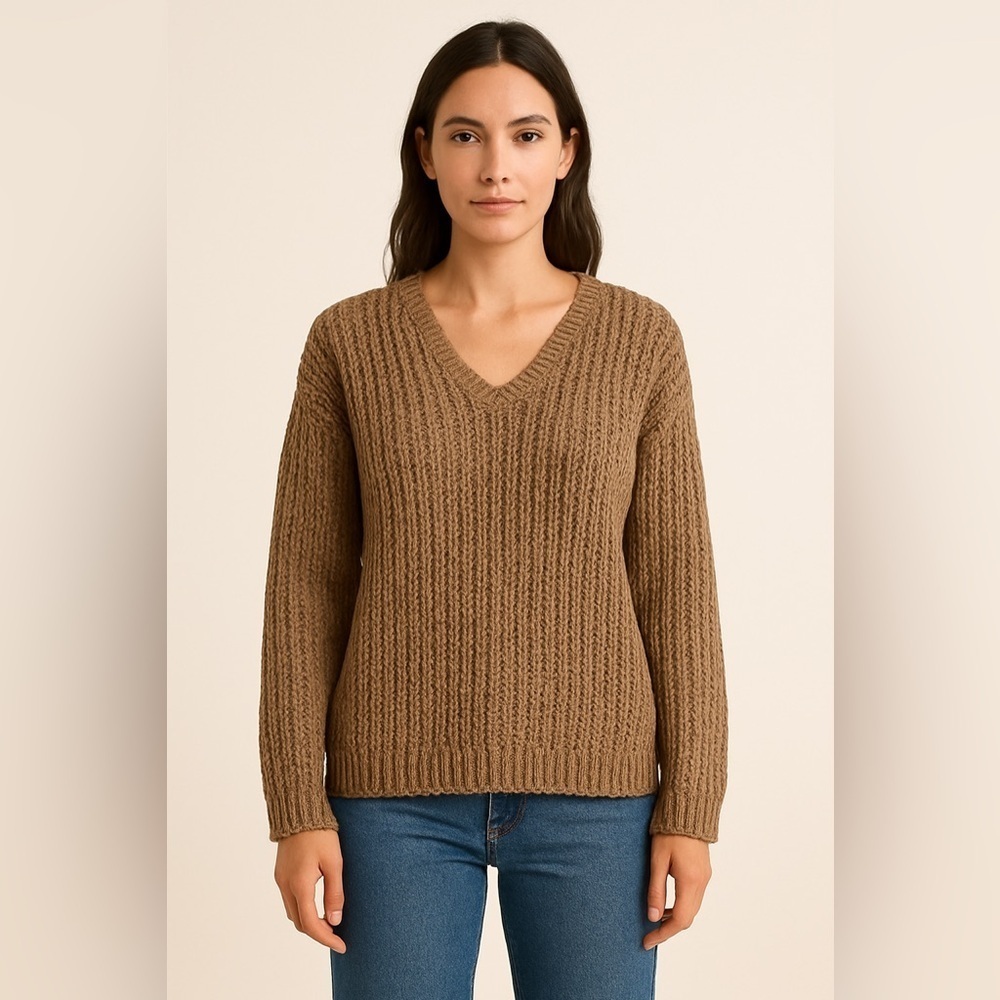 Vintage Y2K Together Tan Braided Knit Sweater Women’s Medium Fisherman Hippie